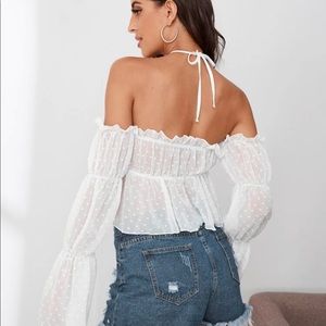 Grecian ruffled halter top
